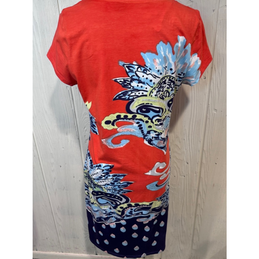 Krimson Klover Red Floral Paisley T-shirt Dress Medium Short Sleeve - Picture 9 of 9